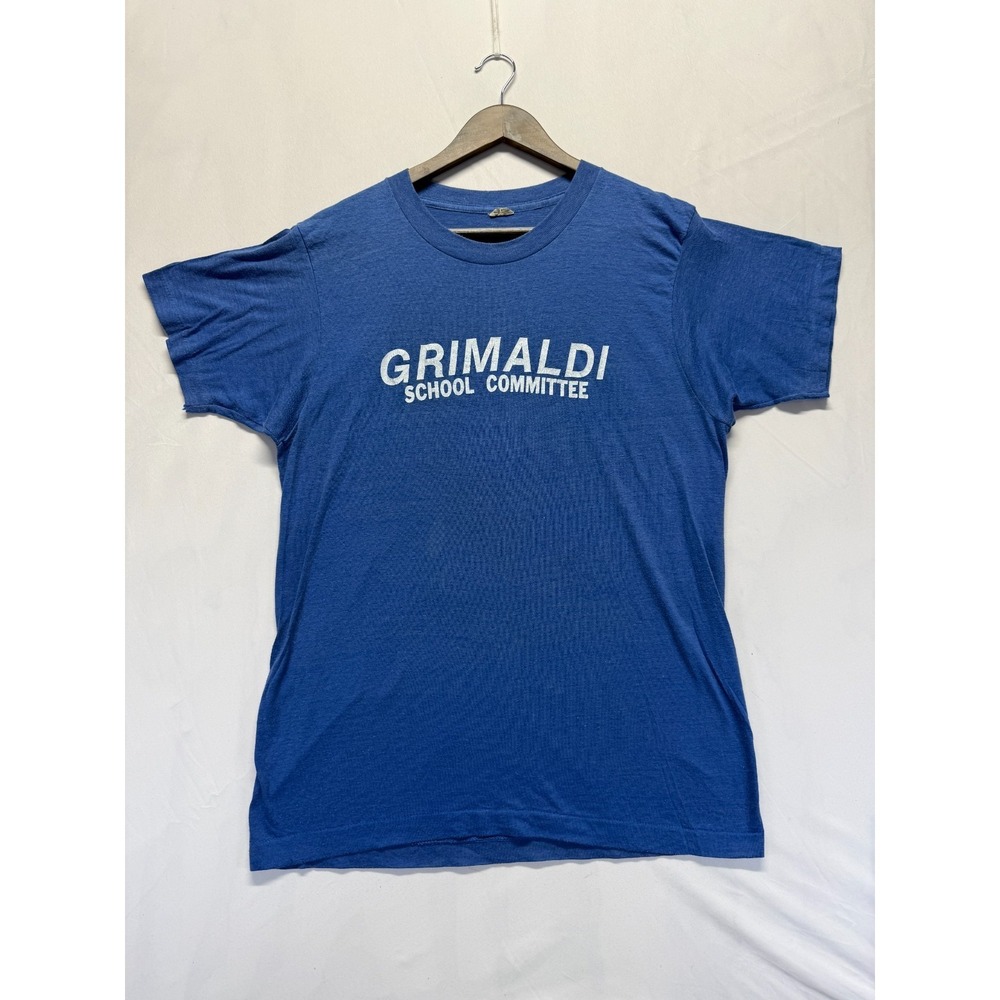 Grimaldi School Committee T Shirt Men Large Blue Graphic Print Single Stitch Tee